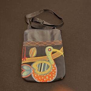 Atenti Birdy Black Shoulder Bag Embroidery